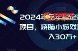 2024年全年稳定变现蓝海项目，烧脑小游戏直播，月入30万+【揭秘】