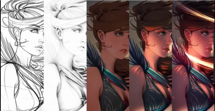 女人头像绘画过程【CG教程】