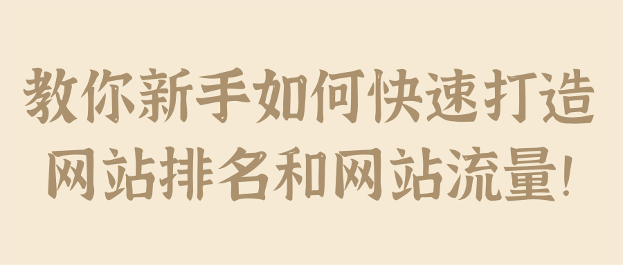 教你新手如何快速打造网站排名和网站流量！【视频教程】