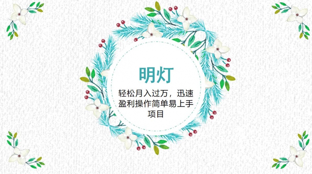 明灯副业三十六条小妙招之第24招轻松月入过万，迅速盈利操作简单易上手项目