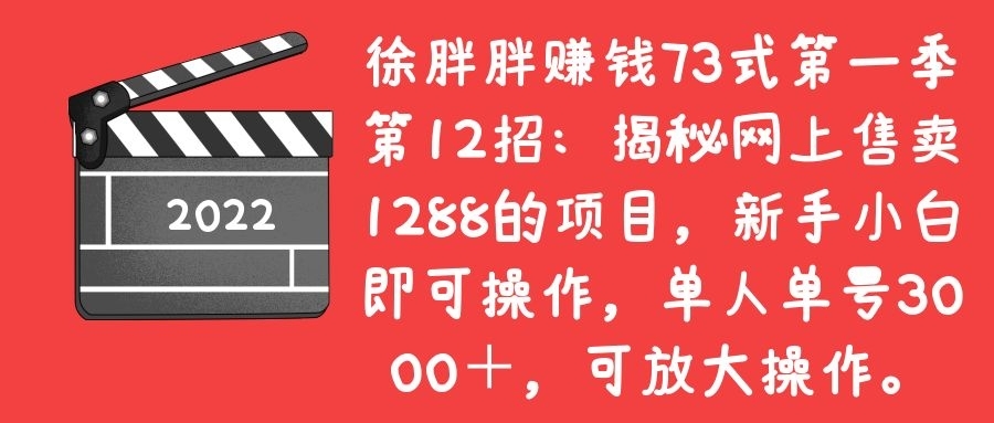 揭秘网上售卖l288的项目，新手小白即可操作，单人单号30oo+，可放大操作