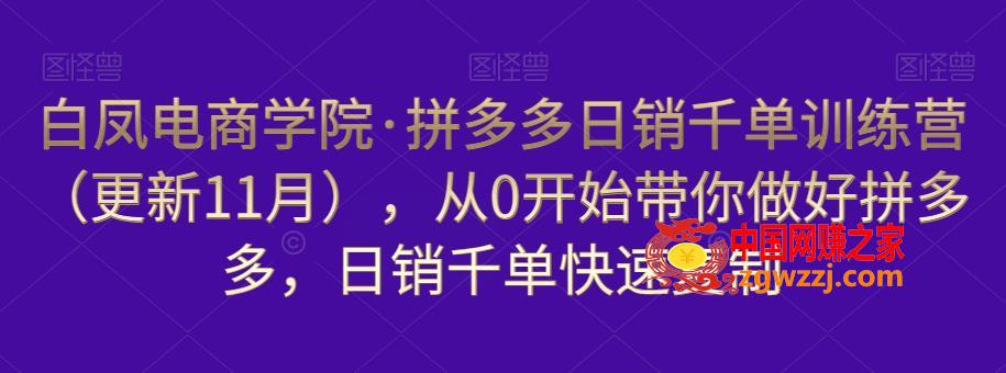 白凤电商学院·拼多多日销千单训练营（更新11月），从0开始带你做好拼多多，日销千单快速**
