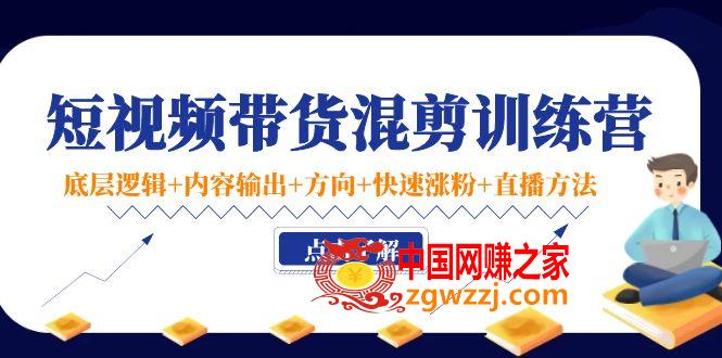 短视频带货混剪训练营：底层逻辑+内容输出+方向+快速涨粉+直播方法！