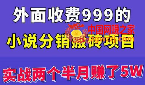 外面收费999的小说分销搬砖项目：实战两个半月赚了5W块，操作简单