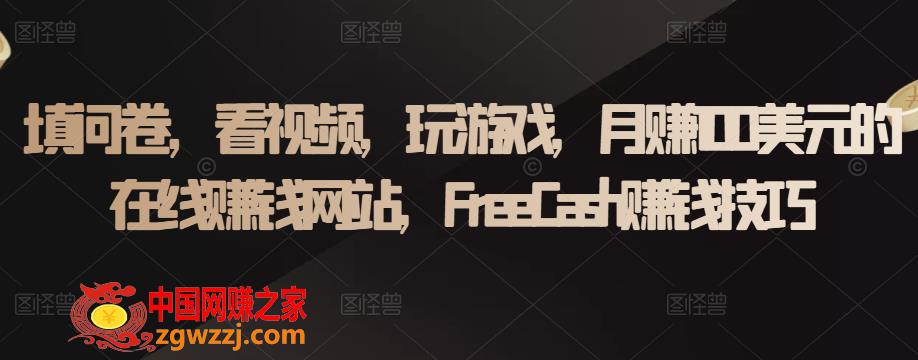 填问卷，看视频，玩游戏，月赚100美元的在线赚钱网站，FreeCash赚钱技巧