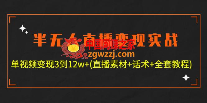 半无人直播变现实战(12.18号更新) 单视频变现3到12w (全套素材 话术 教程)