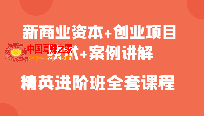 新商业资本+创业项目，技术+案例讲解，精英进阶班全套课程