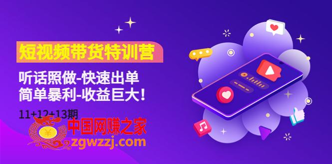 短视频带货特训营（11+12+13期）听话照做-快速出单-简单暴利-收益巨大！