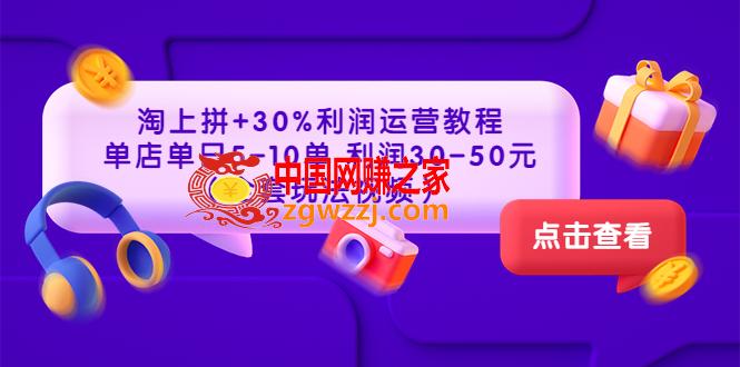 图片[1]-淘上拼+30%利润运营教程 ：单店单日5-10单 利润30-50元（全套玩法视频）-阿灿说钱