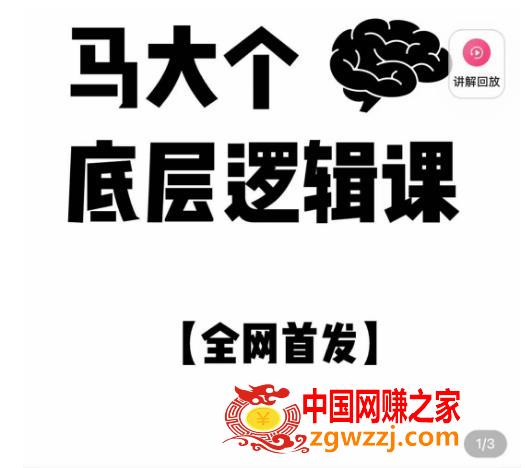 马大个·底层逻辑课，51节底层逻辑智慧课-价值1980元