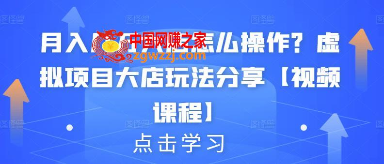 月入几万大店怎么操作？虚拟项目大店玩法分享【视频课程】