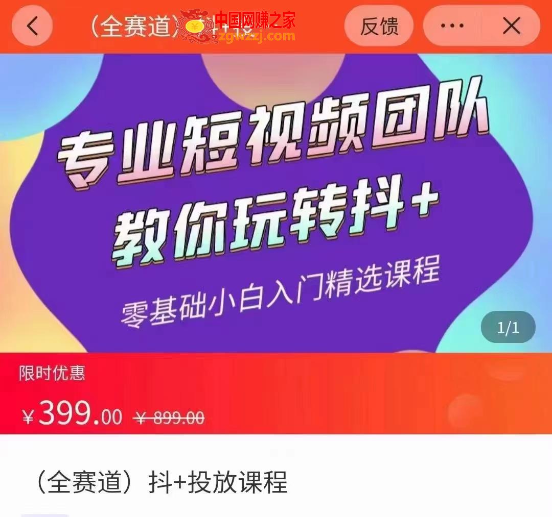 抖+投放课：专业短视频团队教你玩转抖+