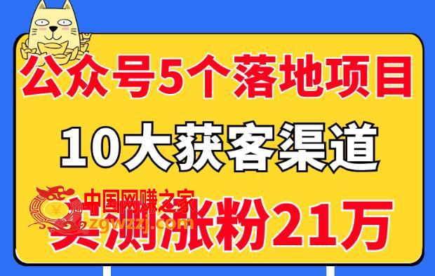 公众号5个月入过万的落地项目，10大获客渠道，实测涨粉21万！