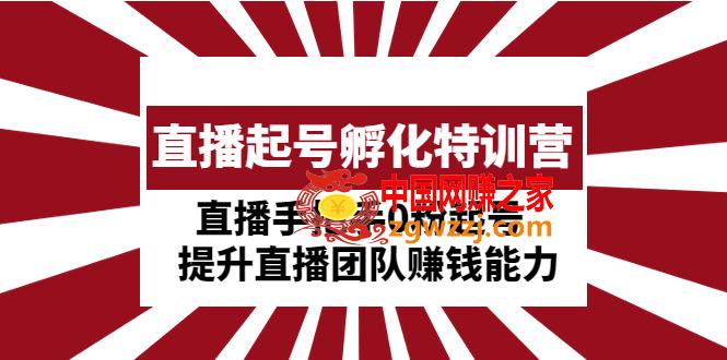 直播起号孵化特训营：直播手把手0粉起号 提升直播团队赚钱能力