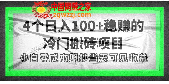 4个稳赚的冷门搬砖项目，每个项目日入100 小白零成本照抄当天可见收益