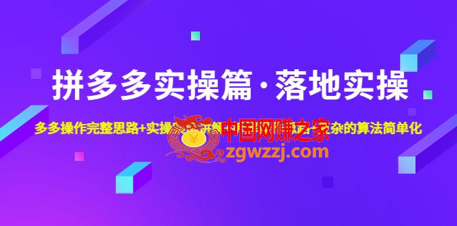 拼多多实操篇·落地实操 完整思路+实操案例+拆解操作思路+复杂的算法简单化
