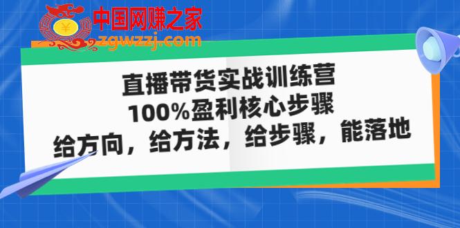 直播带货实战训练营：100%盈利核心步骤，给方向，给方法，给步骤，能落地