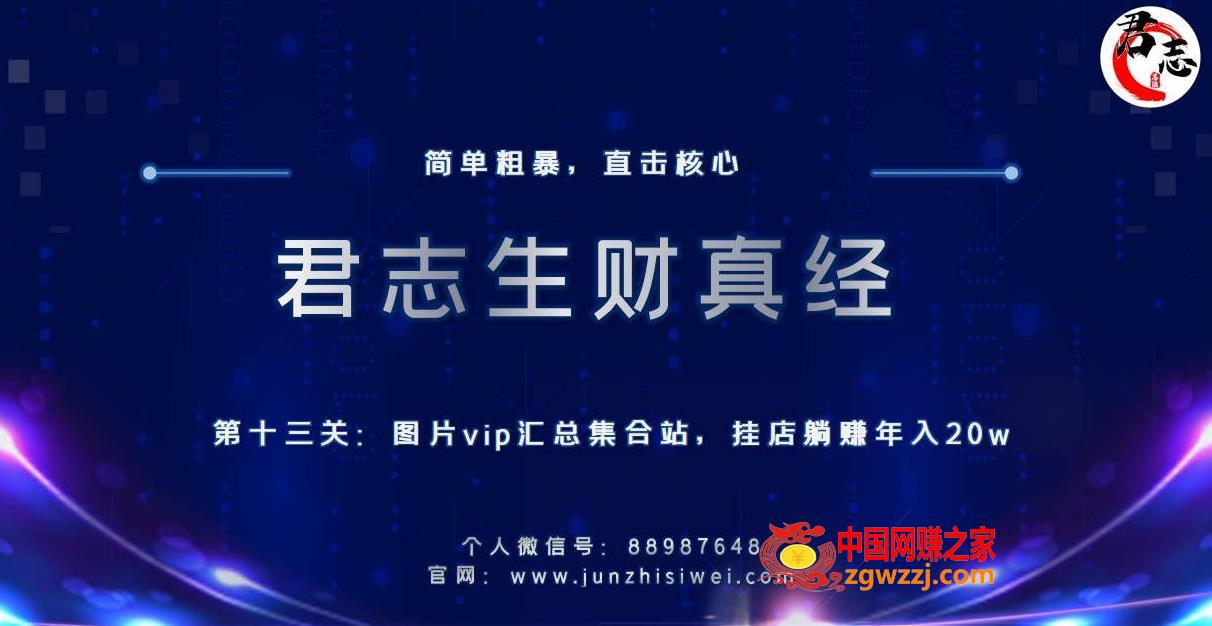 君志生财真经第十三关：图片vip汇总**站，挂店躺赚年入20w