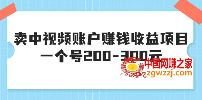 某599元收费培训：卖中视频账户赚钱收益项目，一个号200-300元