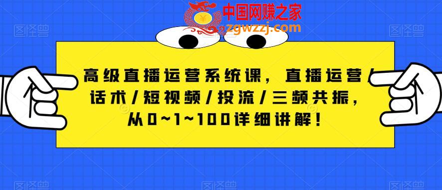 高级直播运营系统课，直播运营/话术/短视频/投流/三频共振，从0~1~100详细讲解！