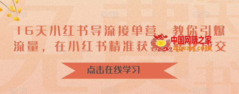 16天小红书导流接单营，教你引爆流量，在小红书精准获客+转化成交