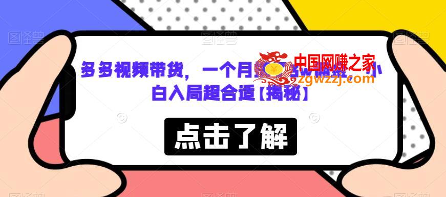 多多视频带货，一个月搞了3w佣金，小白入局超合适【揭秘】