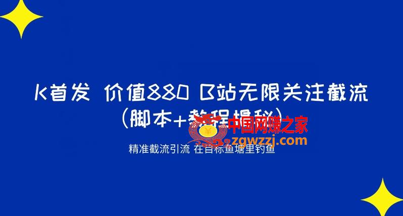 K首发价值880 B站无限关注截流精准引流（脚本+教程揭秘）