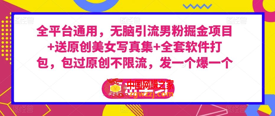 全平台通用，无脑引流男粉掘金项目+送原创美女**集+全套软件打包，包过原创不限流，发一个爆一个【揭秘】