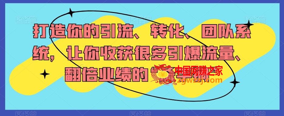 打造你的引流、转化、团队系统，让你收获很多引爆流量、翻倍业绩的“杀手锏”