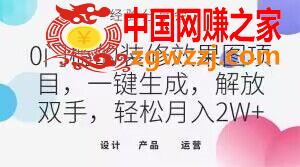 0门槛的装修效果图项目，一键生成，解放双手，轻松月入2W+【揭秘】