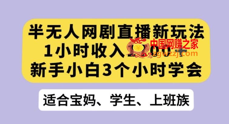 半无人网剧直播新玩法，1小时收入1700+，新手小白3小时学会【揭秘】