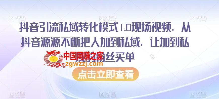 抖音引流私域转化模式1.0现场视频，从抖音源源不断把人加到私域，让加到私域的粉丝买单,抖音引流私域转化模式1.0现场视频，从抖音源源不断把人加到私域，让加到私域的粉丝买单,流程,转化,第1张