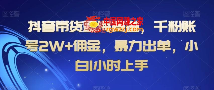 抖音带货蓝海赛道，千粉账号2W+佣金，暴力出单，小白1小时上手【揭秘】