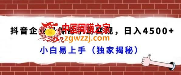 抖音企业号传奇手游变现，日入4500+，小白易上手（独家揭秘）