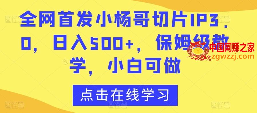 全网首发小杨哥切片IP3.0，日入500+，保姆级教学，小白可做【揭秘】,全网首发小杨哥切片IP3.0，日入500+，保姆级教学，小白可做【揭秘】,项目,学习,大家,第1张