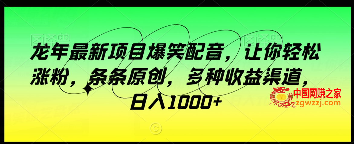 龙年最新项目爆笑配音，让你轻松涨粉，条条原创，多种收益渠道，日入1000+【揭秘】