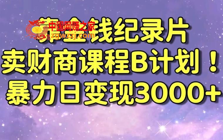 财经纪录片联合财商课程的变现策略，暴力日变现3000+，喂饭级别教学【揭秘】