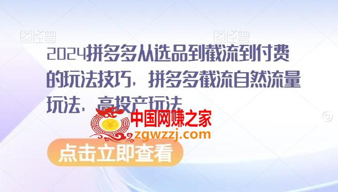 2024拼多多从选品到截流到付费的玩法技巧，拼多多截流自然流量玩法，高投产玩法,2024拼多多从选品到截流到付费的玩法技巧，拼多多截流自然流量玩法，高投产玩法,玩法,多多,付费,第1张