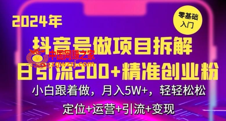 2024年抖音做项目拆解日引流300+创业粉，小白跟着做，月入5万，轻轻松松【揭秘】,2024年抖音做项目拆解日引流300+创业粉，小白跟着做，月入5万，轻轻松松【揭秘】,项目,课程,内容,第1张