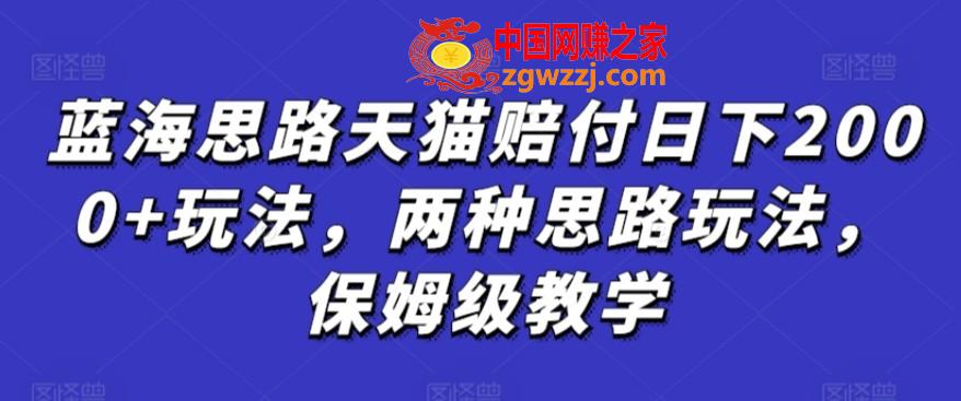 蓝海思路天猫赔付日下2000+玩法，两种思路玩法，保姆级教学【仅揭秘】