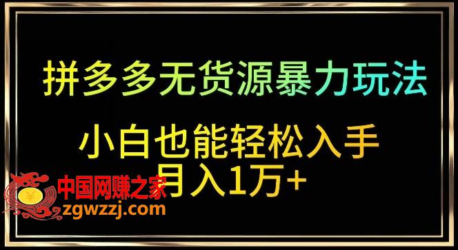 拼多多无货源暴力玩法，全程干货，小白也能轻松入手，月入1万+【揭秘】,拼多多无货源暴力玩法，全程干货，小白也能轻松入手，月入1万+【揭秘】,货源,轻松,第1张