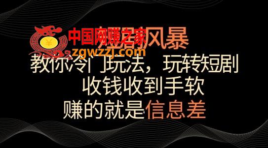 短剧风暴，教你冷门玩法，玩转短剧，收钱收到手软【揭秘】,短剧风暴，教你冷门玩法，玩转短剧，收钱收到手软【揭秘】,短剧,项目,大家,第1张