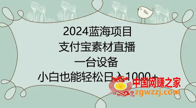 2024年蓝海项目，支付宝素材直播，无需出境，小白也能日入1000+ ，实操教程【揭秘】