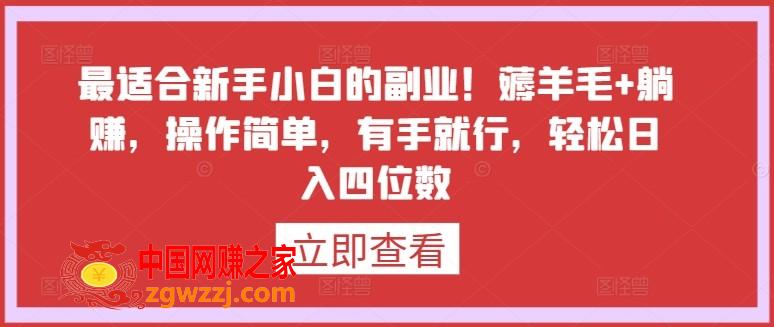 最适合新手小白的副业！薅羊毛+躺赚，操作简单，有手就行，轻松日入四位数【揭秘】,最适合新手小白的副业！薅羊毛+躺赚，操作简单，有手就行，轻松日入四位数【揭秘】,副业,视频,学习,第1张