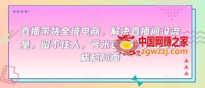 直播带货全域电商，解决直播间没流量，留不住人，亏米送都送不出去的尴尬局面