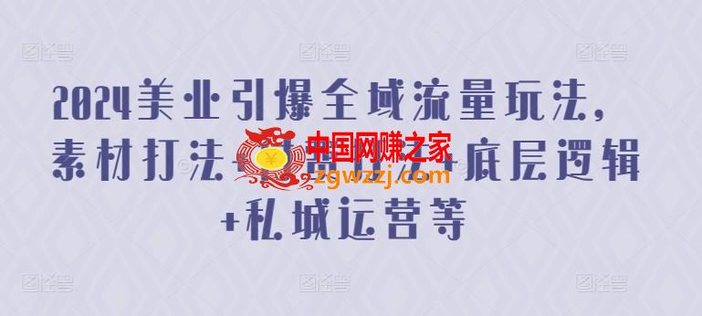 2024美业引爆全域流量玩法，素材打法 付费打法 底层逻辑 私城运营等,2024美业引爆全域流量玩法，素材打法 付费打法 底层逻辑 私城运营等,视频,素材,转化,第1张