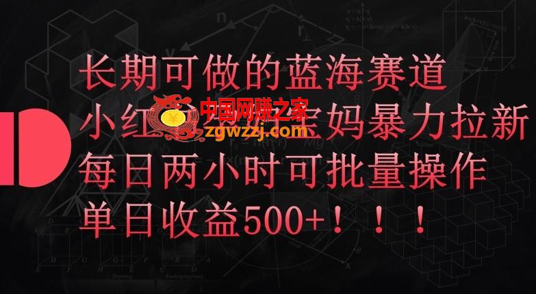 长期可做的蓝海赛道，小红书孕妇宝妈暴力拉新玩法，每日两小时可批量操作，单日收益500+【揭秘】