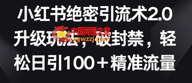 小红书绝密引流术2.0升级玩法，破封禁，轻松日引100+精准流量【揭秘】