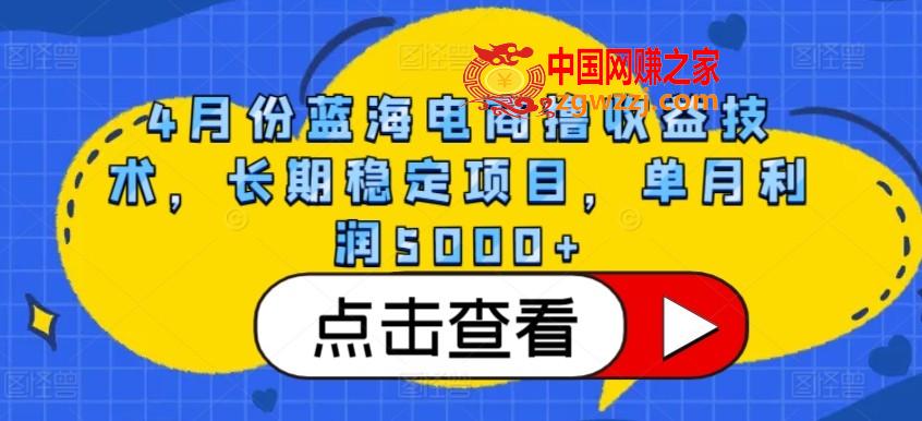 4月份蓝海电商撸收益技术，长期稳定项目，单月利润5000+【揭秘】