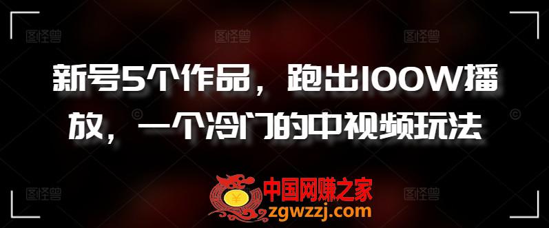 新号5个作品，跑出100W播放，一个冷门的中视频玩法【揭秘】